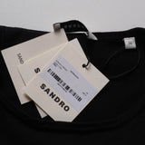 Sandro Damenkleid aus glänzendem, schwarzem Netzstoff, lang Größe 36 FR 8 UK 4 US SFPRO03101