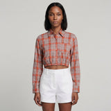 Maje Women's Orange Check Silk Blend Shirt Size 40 FR 12 UK 8 US MFPCM00357