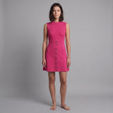 Sandro Damen-Kurzkleid in Rosa mit „ Strick “-Aufdruck und Knopfleiste, Größe 36 (FR), 8 (UK), 4 (US), SFPRO02745