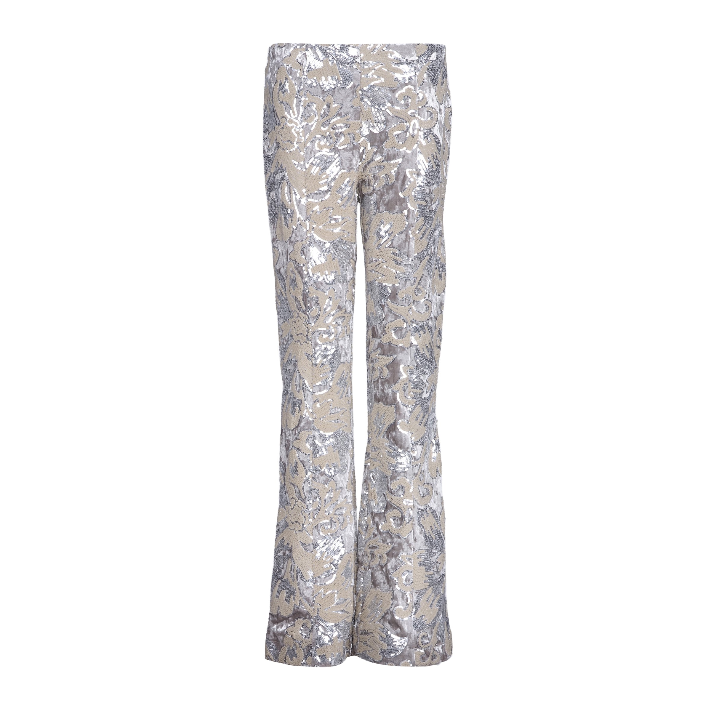 Maje Women's Silver Velvet Sequins Trousers Size 40FR 12UK 8US MFPPA00454