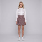 Maje Women's Bordeaux Check Wool Blend Short Skirt Size 36 FR 8UK 4US MFPJU00875