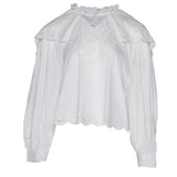 Sandro Paris Women's White Embroidered Cotton Blouse Size 40 FR 12 UK SFPTO00435