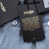 Maje Blaue, mit Nieten verzierte, kurze Jeansjacke für Damen, Größe 40, FR 12, UK 8, US MFPBL00545