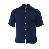 Sandro Paris Herrenhemd in Marineblau, 100 % Viskose, kurzärmelig, Größe XS, SHPCM00127