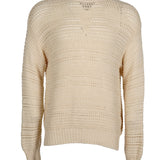 Sandro Men's Ecru Open Work Knit 100% Cotton Sweater Size L SHPTR00359