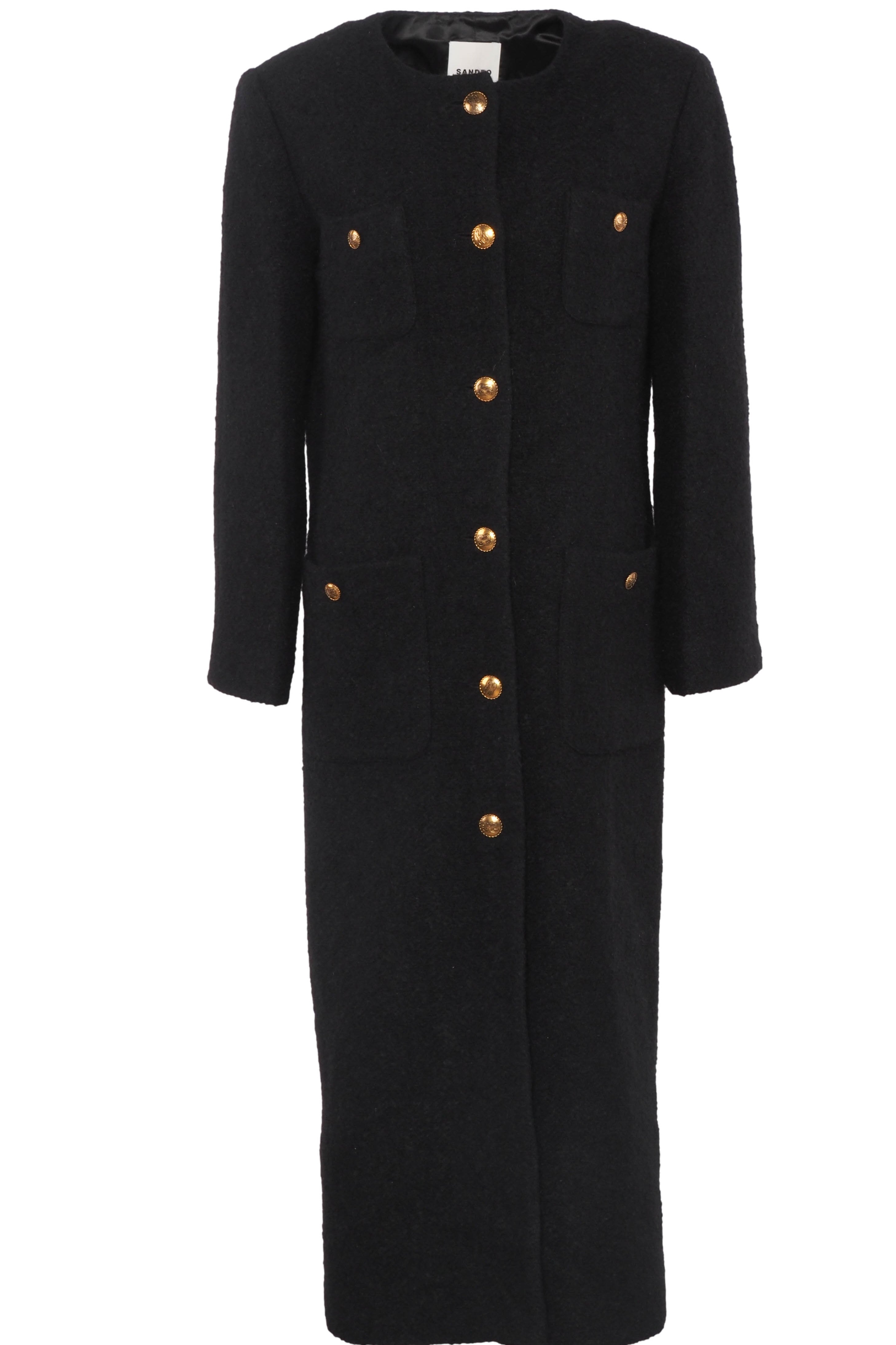 Sandro Women's Black Wool Blend Long Coat Size 40 FR 12 UK 8 US SFPOU00582