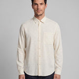 Sandro Men's Ecru Polka Dot Long Sleeve Viscose Shirt Size S SHPCM00262