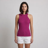 Maje Women's Pink Rib Knit Asymmetric Tank Top Size 36 FR 8 UK 4 US MFPPU00492