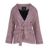 Maje Women's Bordeaux Check Waisted Suit Jacket Size 38 FR 10 UK 6 US MFPVE00381
