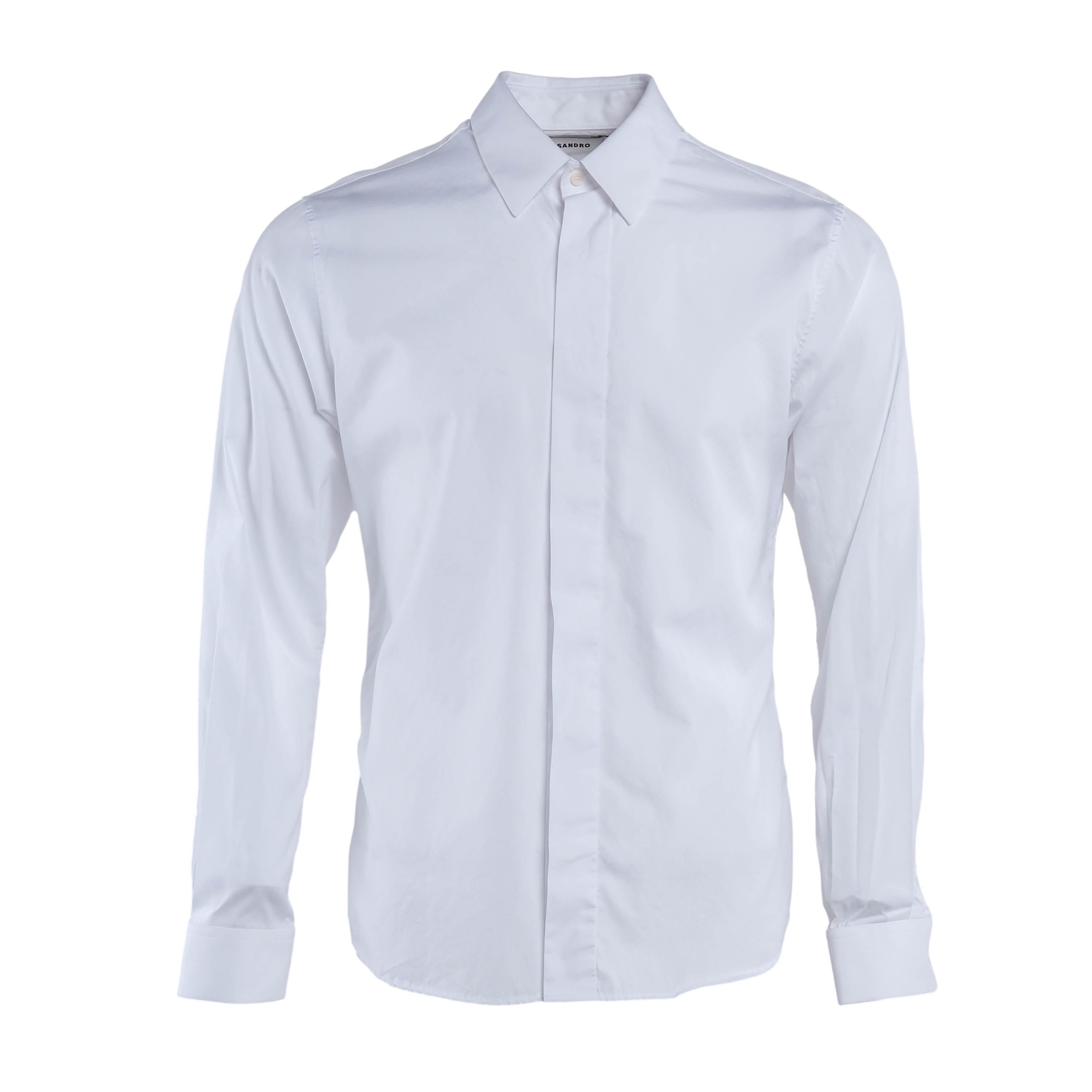 Sandro Paris Men's White Long Sleeve 100% Cotton Shirt Size M SHPCM01049