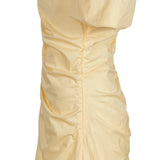 Sandro Women's Yellow Short Sleeve Gathered Dress Size 36 FR 8 UK 4US SFPRO02861