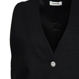 Sandro Women's Black Rhinestones V-Neck Vest Size 36FR 8UK 4US SFPVE00811
