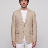 Sandro Men's Beige 100% Linen Suit Jacker Size 50 FR SHPVE00799