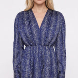 Sandro Paris Women's Blue V-Neck Floral Satin Dress Size 34 XS 6 SFPRO01435