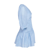 Sandro Paris Women's Blue V-Neck Linen Short Dress Size 34 FR 6UK 2US SFPRO02775