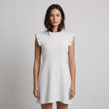 Sandro Damen-Kurzkleid, weiß, mit Rundhalsausschnitt, Größe 40, Länge 12, Artikelnummer R5429E