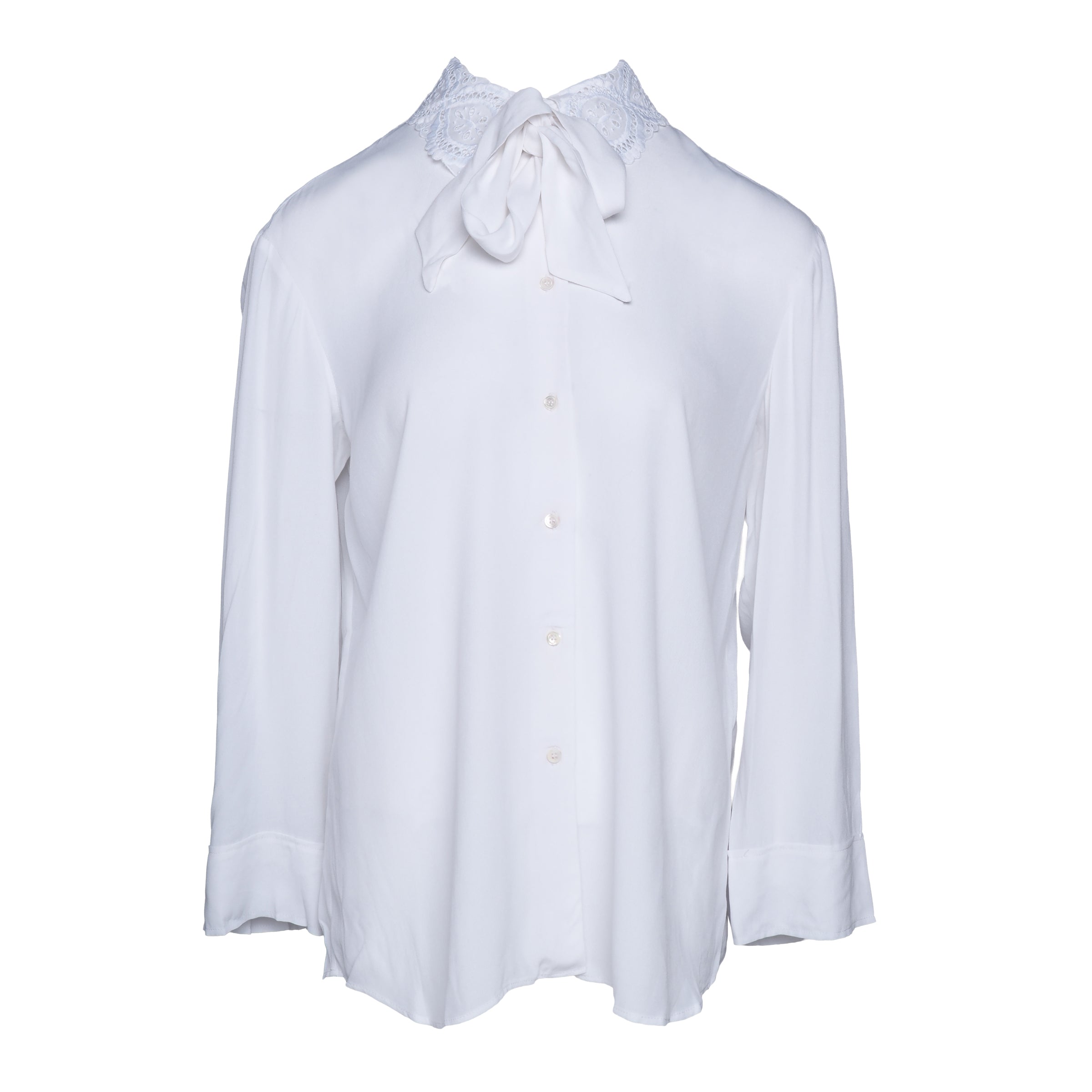 Sandro Women's White Embroidered Collar Shirt Size 40 FR 12 UK 8 US C11545H