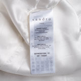 Sandro Paris Kurz geschnittenes Wickelkleid für Damen in Ecru mit V-Ausschnitt, Größe 34 FR, 6 UK, 2 US, SFPRO01104