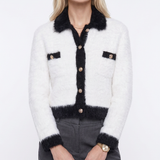 Maje Women's White Knit Button Fluffy Cardigan Size 36 FR 8 UK 4 US MFPCA00303