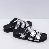 Sandro Sandals Slides Mules Silver Metallic MULLY Studded UK 3 EU 36 Spring