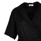 Sandro Damen-Midi-Kleid, schwarz, aus einer Mischung aus „ Leinen “, Größe 38FR, 10UK, 6US, SFPRO02853