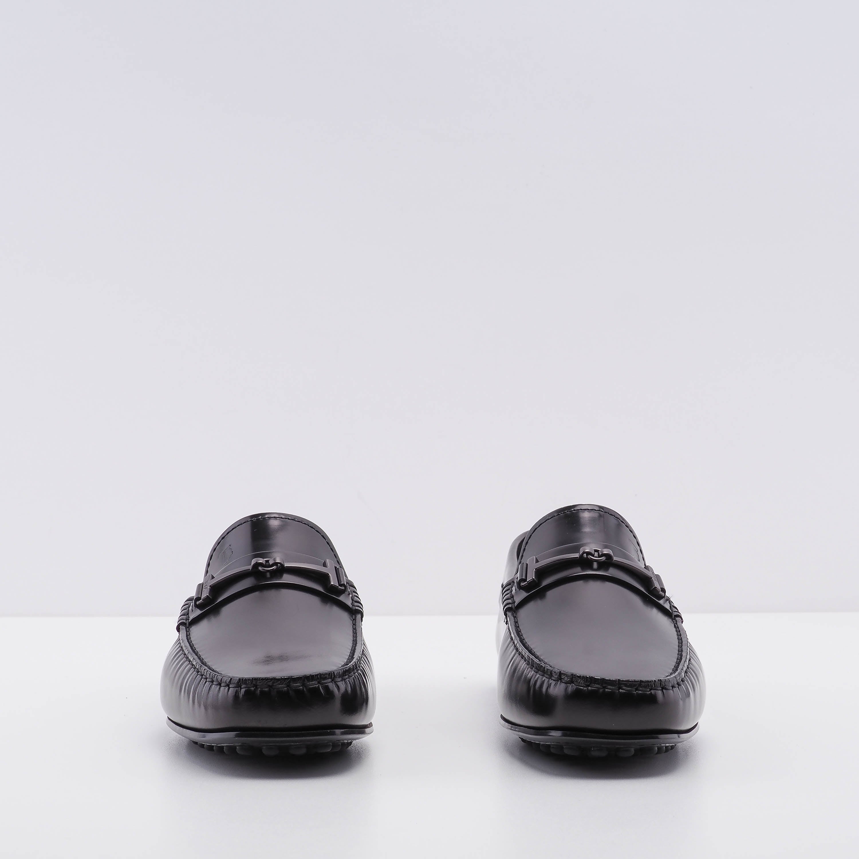 Tod's Men's Black Doppia T Fine City Gommino Moccasins Size 41 EU 7.5 UK 9 US