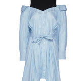 Maje Women's Blue Striped Shirt Short Dress Size 36 FR 8 UK 4 US MFPRO02708