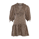 Sandro Damenkleid, beige, mit Blumenmuster, 100 % Seide , Größe 36 (FR), 8 (UK), 4 (US), SFPRO02515