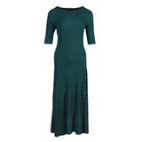 Maje Women's Dark Green Ribbed Knit Long Dress Size 40 FR 12 UK 8 US MFPRO02203