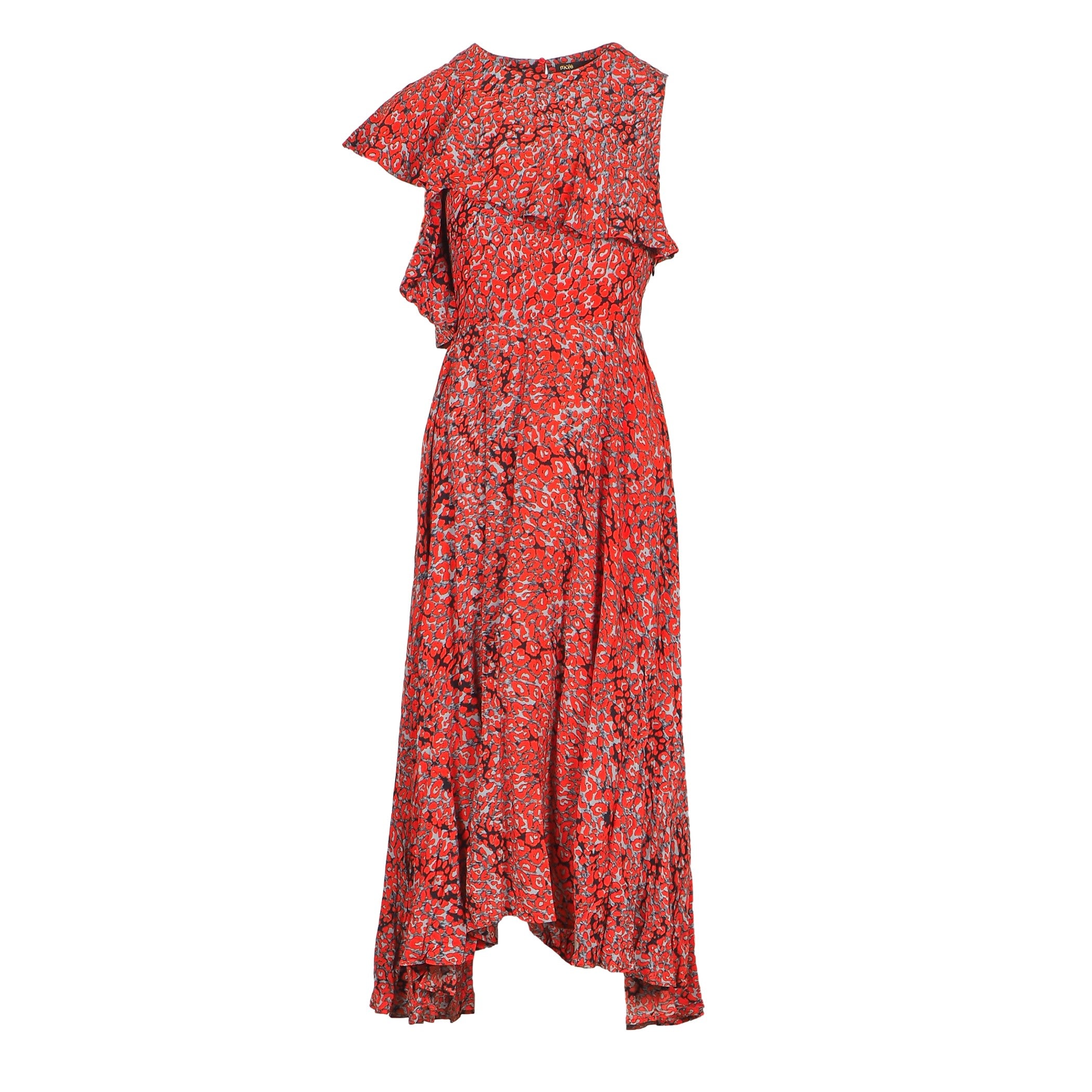 Maje Women's Red 100% Viscose Leopard Print Midi Dress Size 1 S 8 H18RIVELE