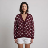 Maje Women's Burgundy Knit V-Neck Cardigan Size 40 FR 12 UK 8 US MFPCA00294