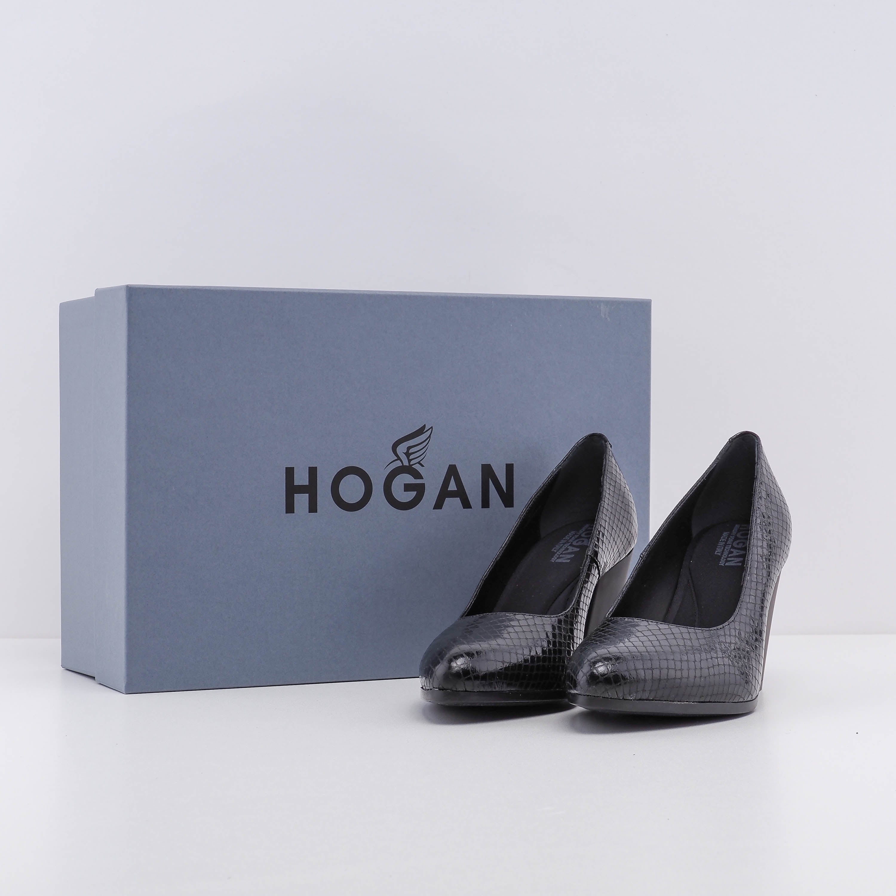 Hogan Women's Black Leather H577 Decollette Heels Size 37 EU 4 UK 7 US
