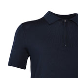 Sandro Men's Navy Knitted Zip Short Sleeve Polo Shirt Size XS SHPTR00344
