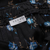 Sandro Paris Women's Black Straight Floral Satin Trousers Size 36 S 8 P6415H