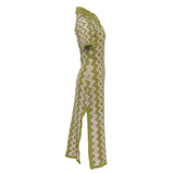 Sandro Women's Green Open Knit Cotton Long Dress Size 38 FR 10 UK 6 US SFPRO03066