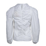 Sandro Paris Weiße Damenbluse mit langen Ärmeln und Raffung, Größe 3 L 12 SFPTO00557