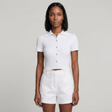 Sandro Women's White Knit Short Sleeve Cropped Top Size 40FR 12UK 8US SFPPU02234