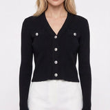 Maje Women's Black Knit V-Neck Stretch Cardigan Size 36 FR 8 UK 4 US MFPPU00528