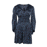 Maje Women's Navy Floral Satin Short Dress Size 38 FR 10 UK 6 US MFPRO02625