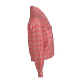 Sandro Women's Pink Houndstooth Cotton Short Jacket Size 1 S UK 8