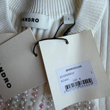 Sandro Women's White Knit Beaded Sleeveless Top Size 36 FR 8 UK 6 US SFPPU02126