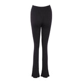 Sandro Women's Brown Ribbed Knit Flared Trousers Size 34 FR 6 UK 2 US SFPPA00995