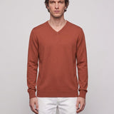 Hackett London Men's Orange Knit V-Neck Cashmere Blend Sweater Size S HM702784