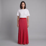Sandro Paris Women's Red Knitted Striped Long Skirt Size 36 FR 8 UK 4 US J2453E