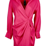 Maje Women's Pink Linen Blend Wrap Dress Size 40FR 12UK 8US MFPRO02924