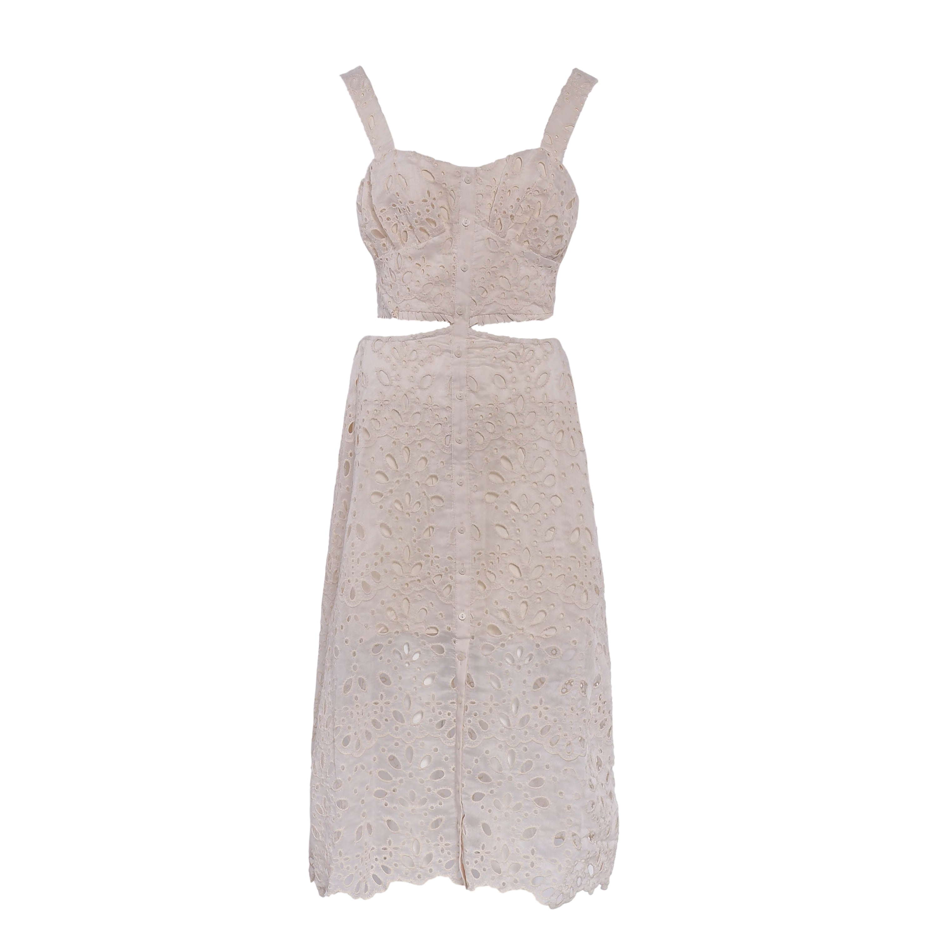 Maje Beiges, besticktes, ärmelloses Damenkleid, Größe 40, FR 12, UK 8, US MFPRO01690