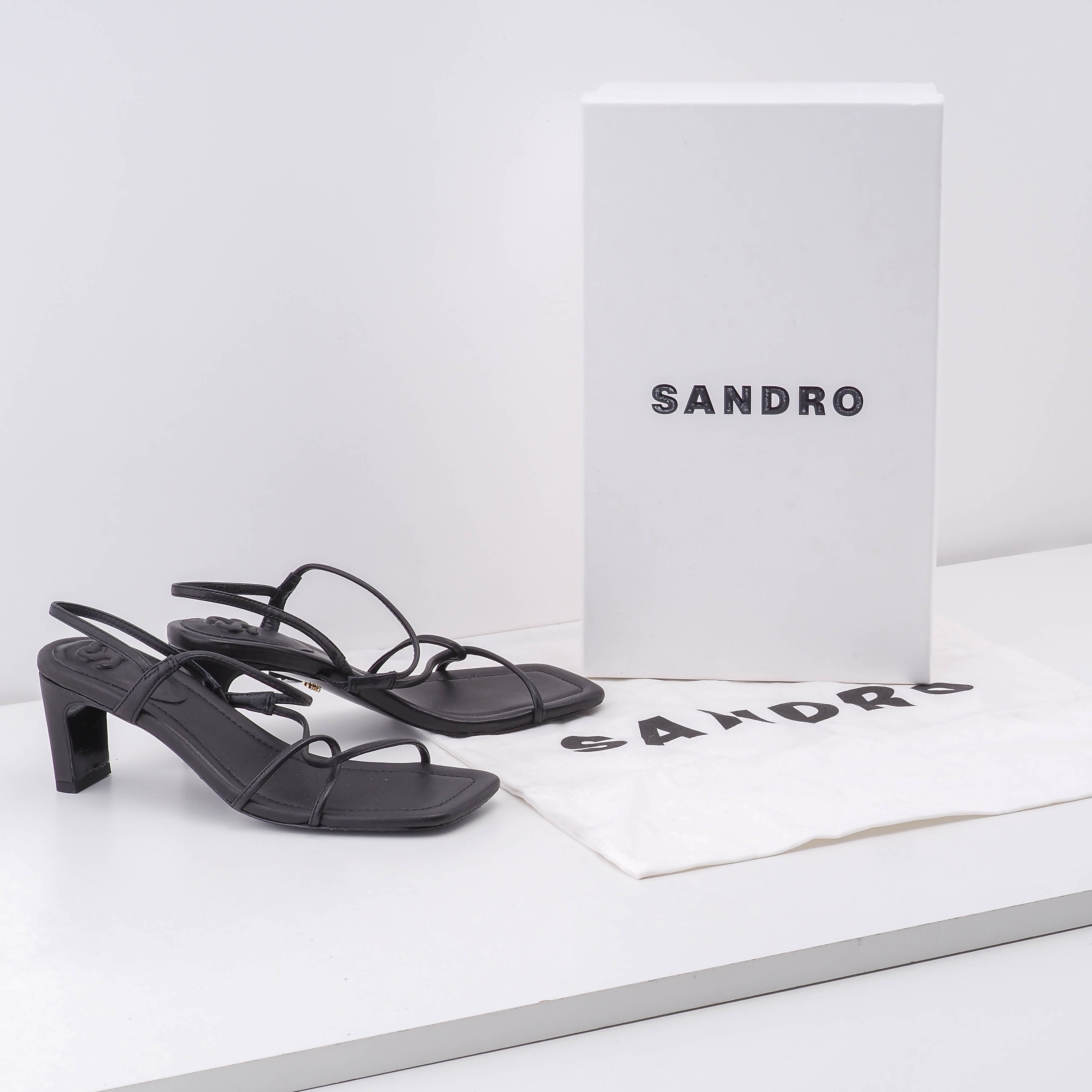 Sandro Women's Black Strappy Heeled Sandals Size 36 EU 3 UK 6 US SFACH00937