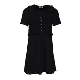 Sandro Damenkleid, schwarz, mit V-Ausschnitt und Smok-Details, kurz, Größe 34 FR, 4 UK, 2 US, SFPRO02481