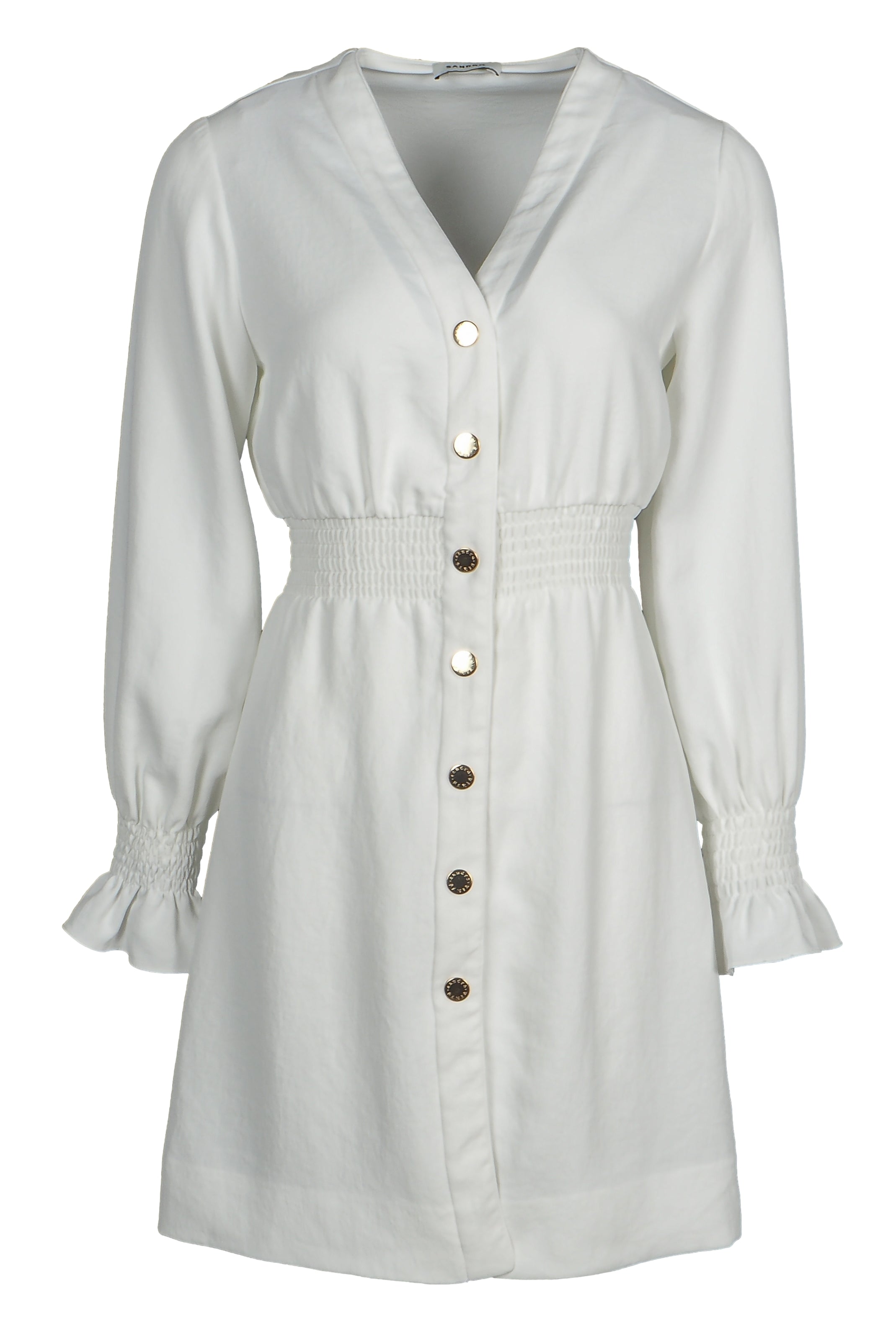 Sandro Women's White Smocked Short Dress Size 36 FR 8 UK 4 US SFPRO02388