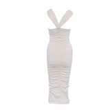 Sandro Damen-Midi-Kleid in Ecru mit „ Strick “-Rüschen, Größe 34 FR, 6 UK, 2 US, SFPRO03028